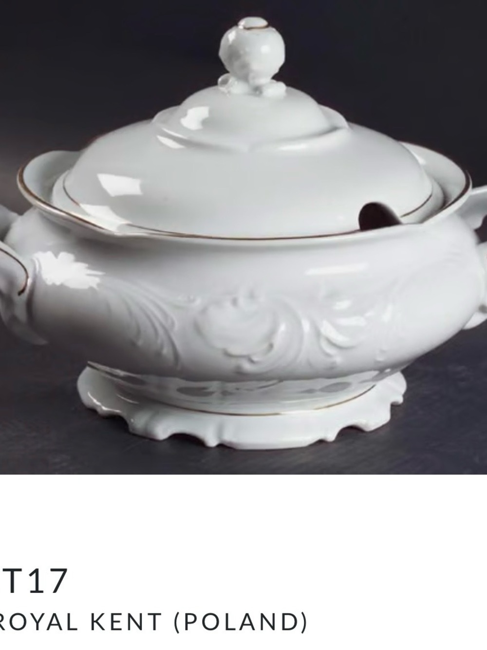 Royal Kent White Porcelain Soup Tureen with Lid